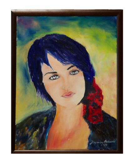 Portret dziewczyny z różą - Obraz Olejny 40x50cm.
